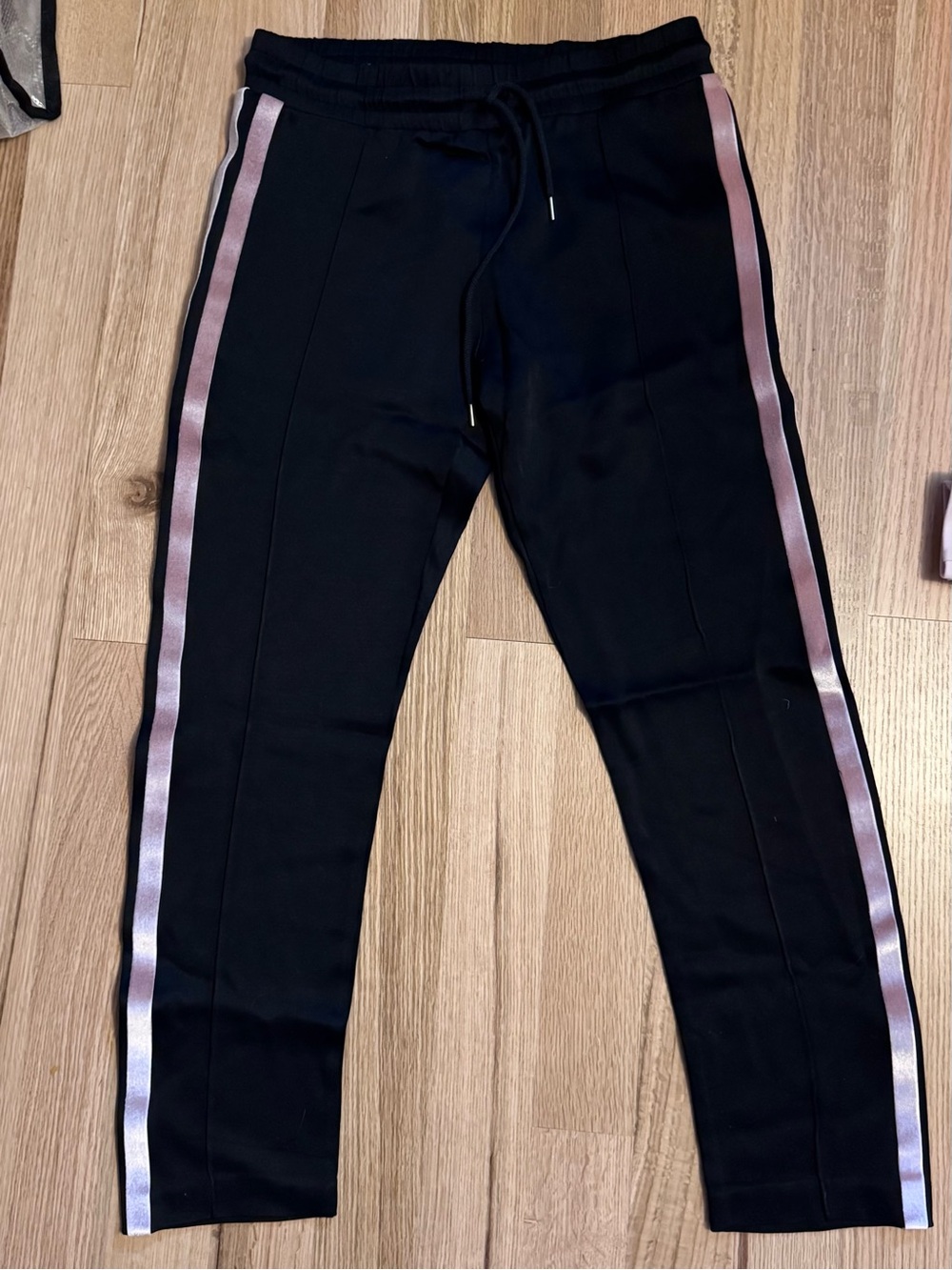 Sandro Black Track Pants with Pink Side Stripes Small (brand size 3)